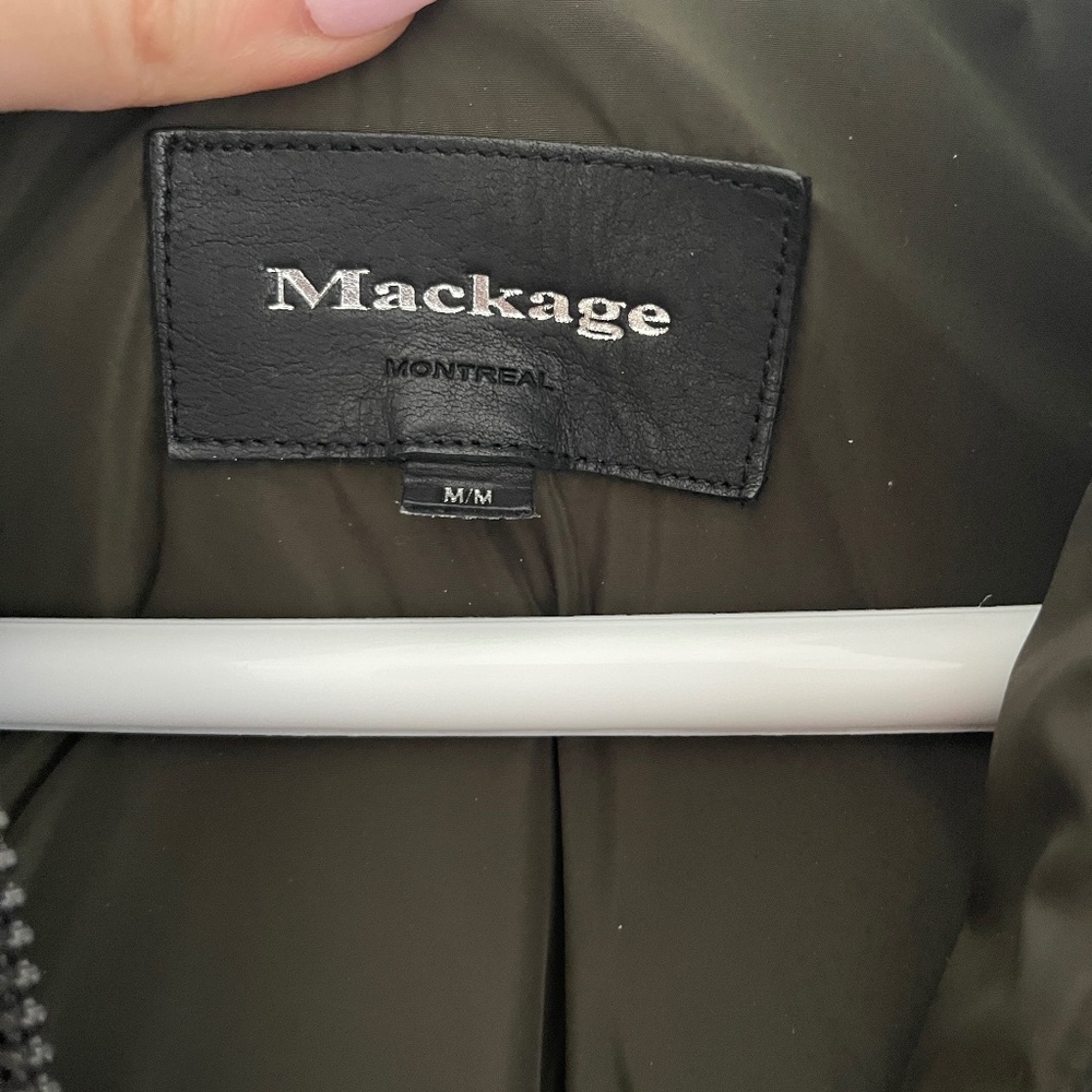Mackage olive green down filled parka